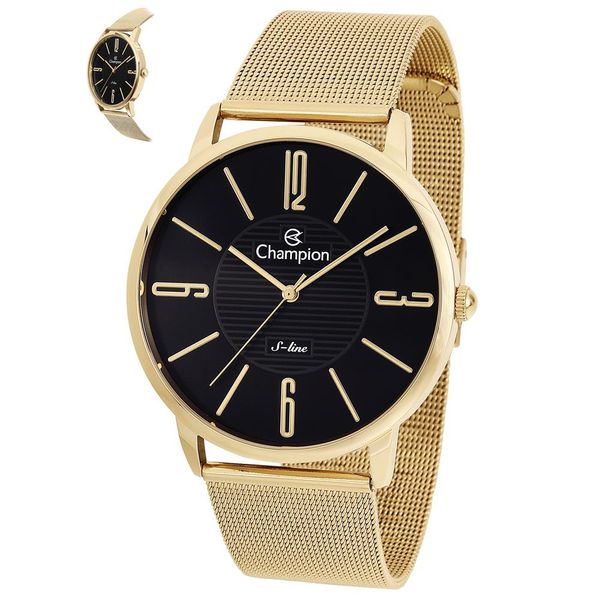 Relógio Champion Masculino Ref:Cn21014u Slim Mesh Dourado