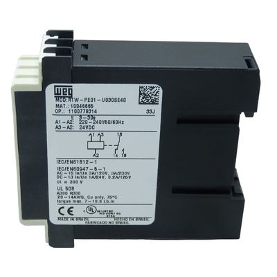 Rele Tempo Weg ETW Todos 220v Rtw-Pe01-U030Se40 0.2 A 30 Segundos Pulso Energicação