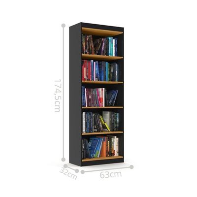 Livreiro Com 5 Nichos Trindade Preto Acetinado Cinamomo
