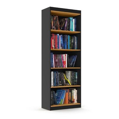 Livreiro Com 5 Nichos Trindade Preto Acetinado Cinamomo