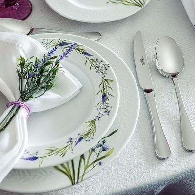 Aparelho de Jantar 4 pessoas 20 Peças Porcelana Tramontina Lilla Decorada Mesa Posta