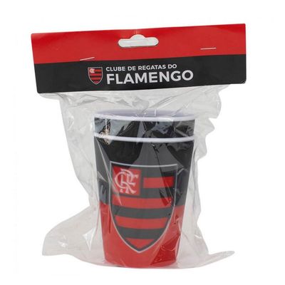 Jogo com 2 Copos De Plástico 3D Flamengo 400ml