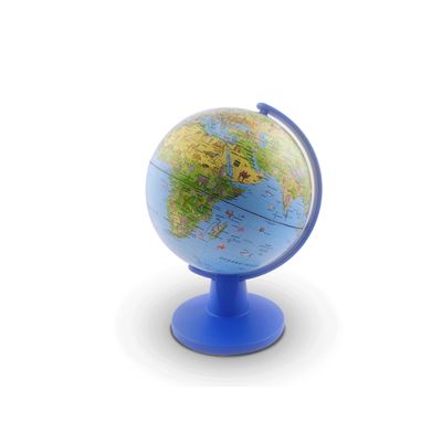 Globo Terrestre Mini Safari Animais Ilustrados Pontos Turísticos dos Países 16 CM Azul Tecnodidattica