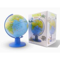 Globo Terrestre Mini Safari Animais Ilustrados Pontos Turísticos dos Países 16 CM Azul Tecnodidattica