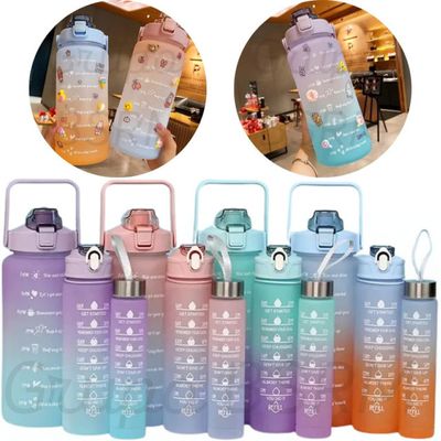 Kit com 3 Garrafas Garrafa De Água Squeeze Academia Com 2L e 900ml e 300ml Portátil