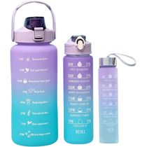 Kit com 3 Garrafas Garrafa De Água Squeeze Academia Com 2L e 900ml e 300ml Portátil