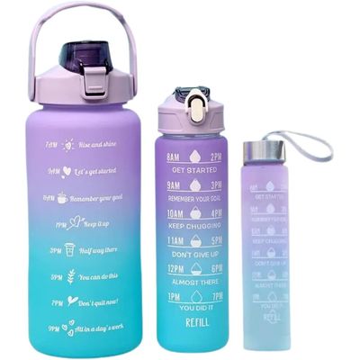 Kit com 3 Garrafas Garrafa De Água Squeeze Academia Com 2L e 900ml e 300ml Portátil