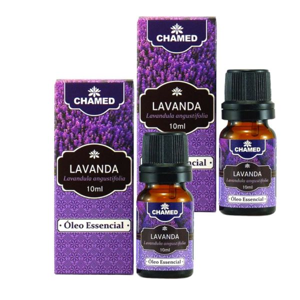 Óleo Essencial de Lavanda 10 ml 100% Puro 2 frascos Chamed