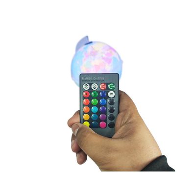 Globo Terrestre Giratório Com Lâmpada Led RGB Mapa Mundi Português 21cm Base Preta Removível Bivolt