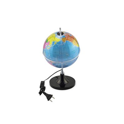 Globo Terrestre Giratório Com Lâmpada Led RGB Mapa Mundi Português 21cm Base Preta Removível Bivolt