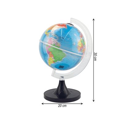 Globo Terrestre Giratório Com Lâmpada Led RGB Mapa Mundi Português 21cm Base Preta Removível Bivolt