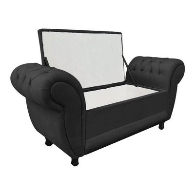 Recamier Baú Grécia 195cm Namoradeira Calçadeira Suede Preto
