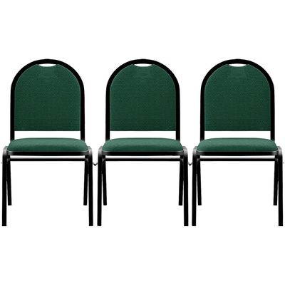 Kit 3 Cadeiras Hoteleiras Auditório Empilhável Linho M23 Verde - Mpozenato