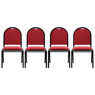 Kit 4 Cadeiras Hoteleiras Auditório Empilhável Linho M23 Vermelho - Mpozenato