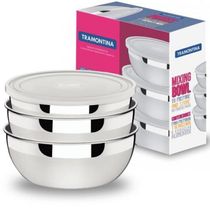 Jogo de Potes Tramontina Freezinox em Aço Inox com Tampa Plastica 3 Peças