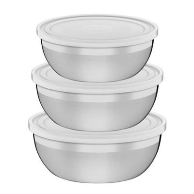 Jogo de Potes Tramontina Freezinox em Aço Inox com Tampa Plastica 3 Peças