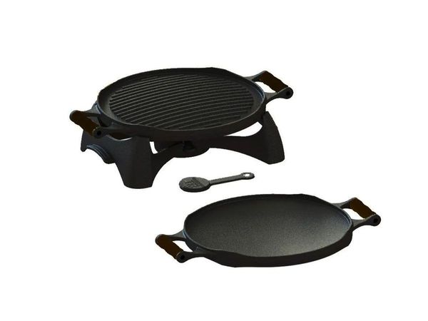 Rechaud Redondo Dupla Face Ferro Alça Silicone Preta