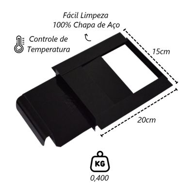 Registro Regulador Chamine Chapa Aço Preta Popular 15x20cm