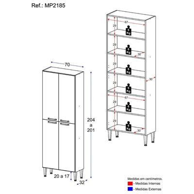 Paneleiro c/ 4 Portas Paris Multimóveis Mp2185 Rustic-branco