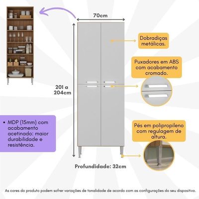 Paneleiro c/ 4 Portas Paris Multimóveis Mp2185 Rustic-branco