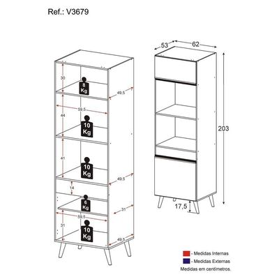 Paneleiro 2 Portas 63cm Para Forno E Microondas Veneza Multimóveis V3679 Preto/dourado Preto/dourado