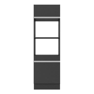 Paneleiro 2 Portas 63cm Com Rodapé Para Forno E Microondas Veneza Multimóveis V2116 Preto/branco