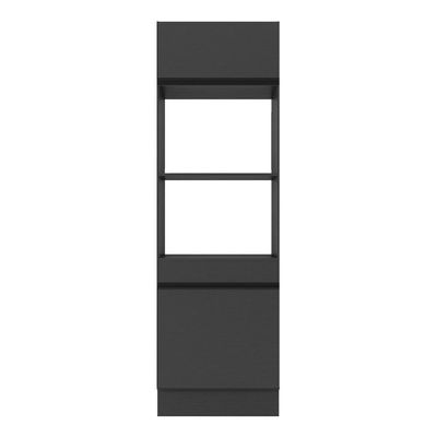 Paneleiro 2 Portas 63cm Com Rodapé Para Forno E Microondas Veneza Multimóveis V2116 Preto Preto