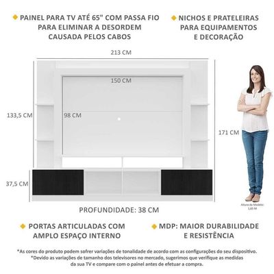 "Estante Tv 65"" E 2 Portas Oslo Multimóveis V3395"