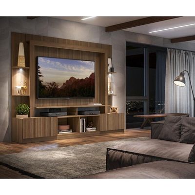 "Estante Tv 65"" Com Leds Berlim Multimóveis V3392 Madeirada"