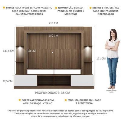 "Estante Tv 65"" Com Leds Berlim Multimóveis V3392"
