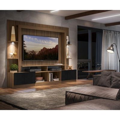 "Estante Com Suporte Tv 65"" E Leds Berlim Multimóveis V3384"