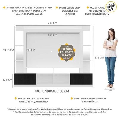 "Estante Com Suporte Tv 65"" C/ Espelho Multimóveis V3385"