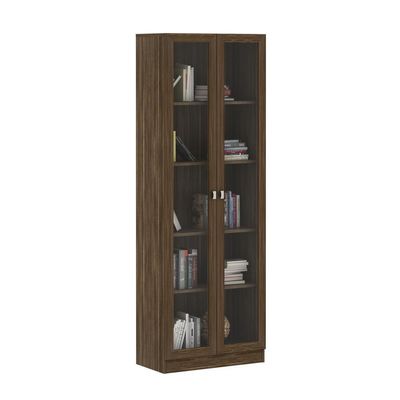 Armário Estante Com 2 Portas De Vidro Cr25069 Nogal
