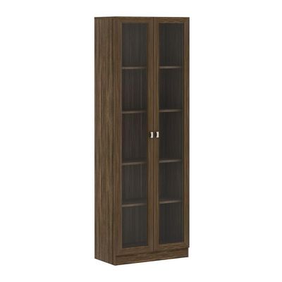 Armário Estante Com 2 Portas De Vidro Cr25069 Nogal