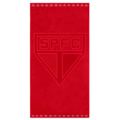 Toalha de Banho Buettner Jacquard Veludo Futebol Sao Paulo 70cmx140m Vermelho