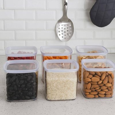 Pote Quadrado 800ml Plástico Organizador Biscoitos Grão Sementes Cinquetti
