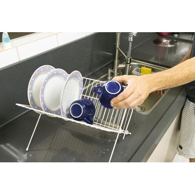 Escorredor de Louça Articulável Dobrável Branco