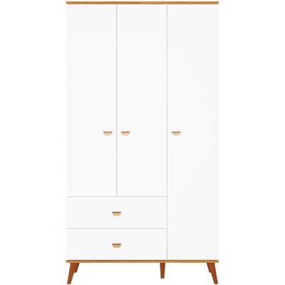 Guarda Roupa Infantil Bartira Ternura com 3 Portas 2 Gavetas e 5 Nichos Branco Wood