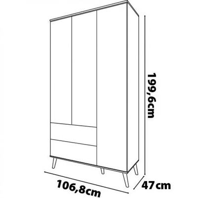Guarda Roupa Infantil Bartira Ternura com 3 Portas 2 Gavetas e 5 Nichos Branco Wood