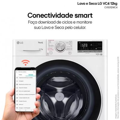Lava e Seca LG Smart VC4 CV5012WC4 com Inteligência Artificial AIDD 12kg/7kg Branco / 110V