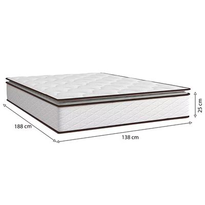 Colchão de Casal Umaflex New Itália com Molas Ensacadas e Pillow Top D26 25x138x188cm Branco com Marrom