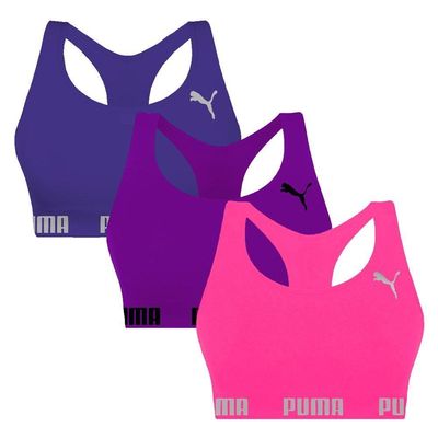 Kit 3 Tops Puma Nadador Sem Costura Feminino M / Roxo