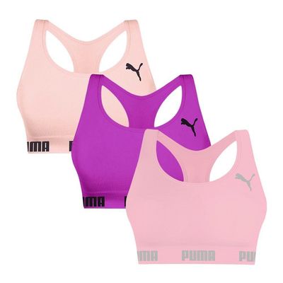 Kit 3 Tops Puma Nadador Sem Costura Feminino M / Rosa e Roxo