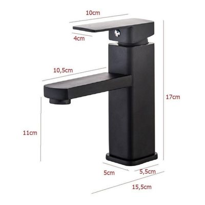Torneira Banheiro Monocomando Misturador Lavabo Preto Baixa