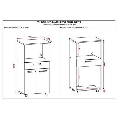 Balcão Multiuso Duetto Duplo Forno Branco Supremo - Kits Paraná