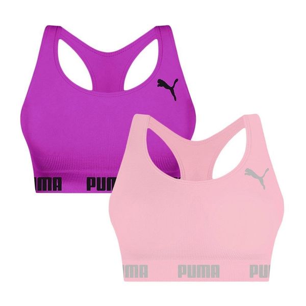 Kit 2 Tops Puma Nadador Sem Costura Feminino G / Rosa e Roxo
