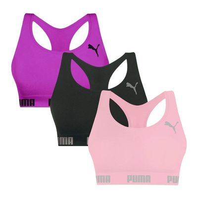 Kit 3 Tops Puma Nadador Sem Costura Feminino G / Rosa e Roxo