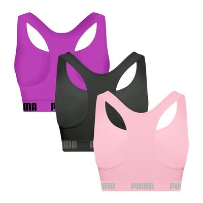 Kit 3 Tops Puma Nadador Sem Costura Feminino G / Rosa e Roxo
