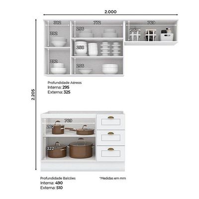 Cozinha Modulada Americana 3 Peças Branco Hp – Henn