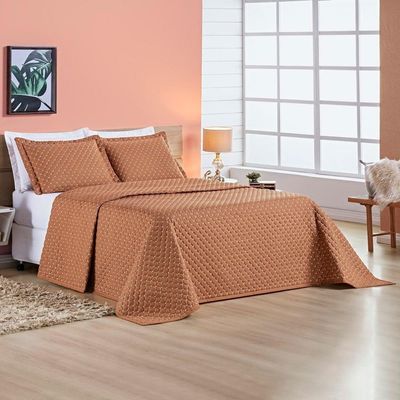 Cobre Leito 200 Fios Casal Ravena 03 Peças - cor do produto Terracota